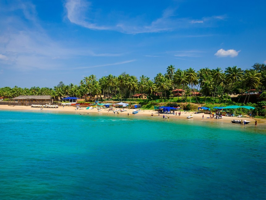 Plage de Goa avec ses palmiers et son sable doré