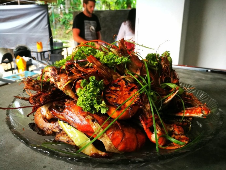 Fruits de mer dans un restaurant de Mirissa